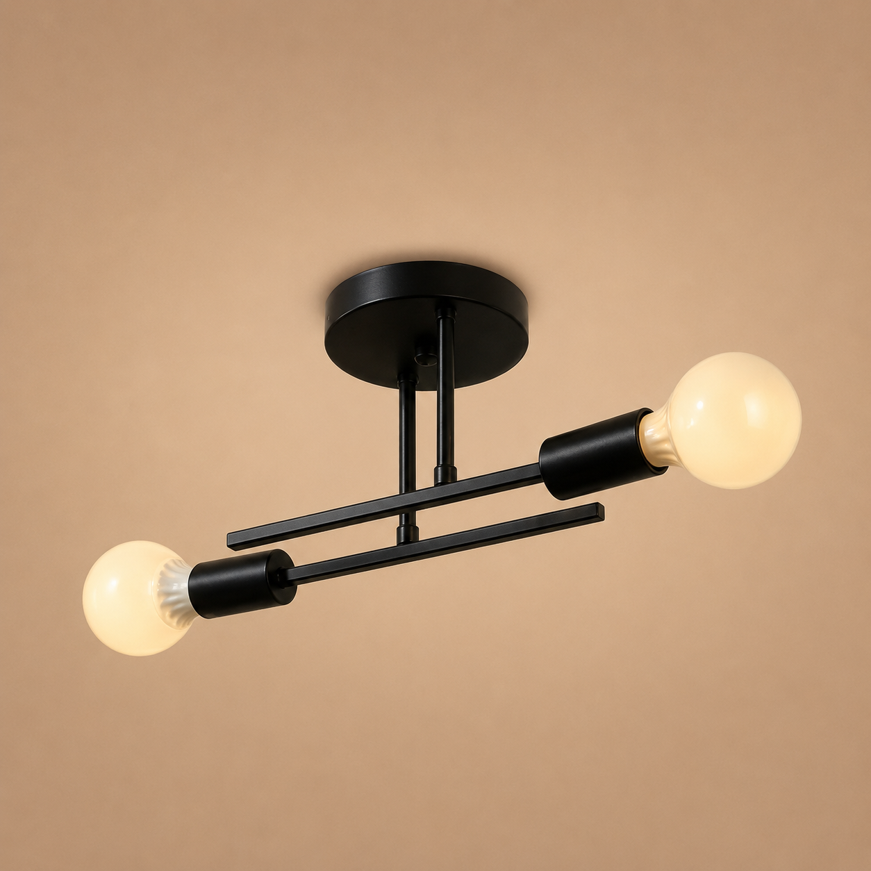 Modern Sputnik Chandelier – Semi Flush Mount Mid-Century Ceiling Light Fixture, Black &amp; Gold, 2/4/6-Light Options for Living Room, Bedroom, Dining Room