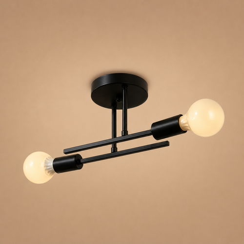 Modern Sputnik Chandelier – Semi Flush Mount Mid-Century Ceiling Light Fixture, Black &amp; Gold, 2/4/6-Light Options for Living Room, Bedroom, Dining Room