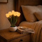 Ceramic Tulip LED Night Lamp – Rechargeable Battery Table Light, Decorative Flower Nightlight for Bedroom, Living Room, Home Decor Gift