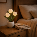 Ceramic Tulip LED Night Lamp – Rechargeable Battery Table Light, Decorative Flower Nightlight for Bedroom, Living Room, Home Decor Gift