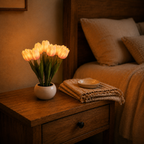 Ceramic Tulip LED Night Lamp – Rechargeable Battery Table Light, Decorative Flower Nightlight for Bedroom, Living Room, Home Decor Gift