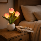 Ceramic Tulip LED Night Lamp – Rechargeable Battery Table Light, Decorative Flower Nightlight for Bedroom, Living Room, Home Decor Gift